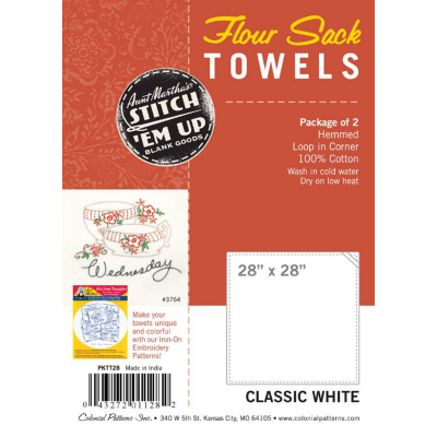 Aunt Martha’s 28x28 Flour Sack Tea Towels Premium Quality