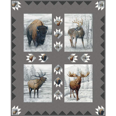 Big Game Pillow Panel Quilt Boxed Kit Collection KT - 12970