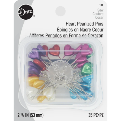 Dritz 2 - 1/8’ Heart Pearlized Pins Assorted 35 pc