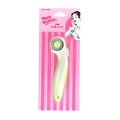 Mint green Nifty Notions 28mm rotary cutter featuring a circular blade for precision cutting