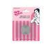 Round silver metal button on pink striped packaging for 28MM Rotary Repl Blades