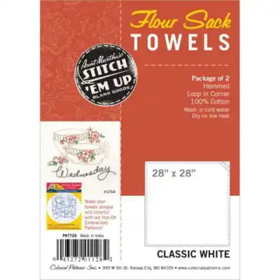 Aunt Martha’s 28x28 Flour Sack Tea Towels Premium Quality