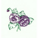 Purple pansies with green leaves in a sketch style from Aunt Martha’s Eight Flowers