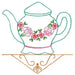 Decorative floral teapot with pink and red embroidery from Aunt Martha’s collection