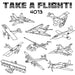 Hand-drawn aircraft sketches in Aunt Martha’s #4013 Take A Flight for quilting projects