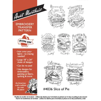 Aunt Martha’s #4036 Slice of Pie Days the Week Tea Towels