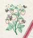Embroidered Strawberry Plant with Bees and Daisies from Aunt Martha’s Buzzing Bees Pattern