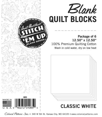 Aunt Martha’s Precut Blank Quilt Blocks QB6