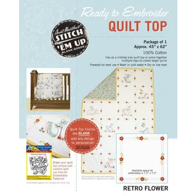 Aunt Martha’s Quilting Fabric - Retro Flower Print Precut