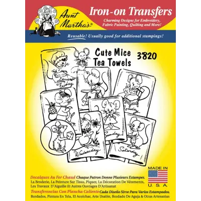 Aunt Martha’s® 3820 Mice Tea Towels Days of the Week