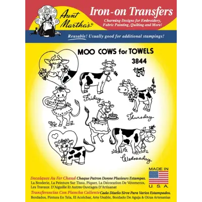 Aunt Martha’s® 3844 Moo Cows for Towels Days of the Week