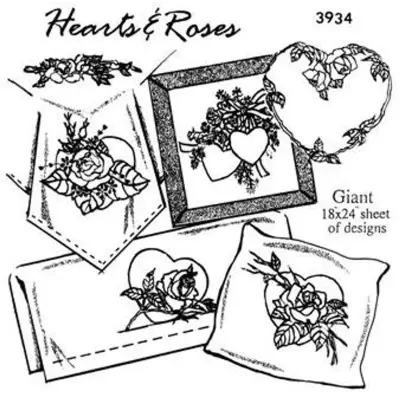 Aunt Martha’s® #3934 Hearts & Roses Linen/Monograms