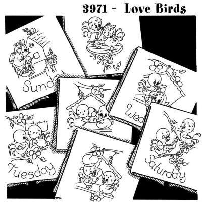 Aunt Martha’s® #3971 Love Birds Kitchen Decor Tea Towels