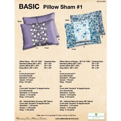 BASIC Pillow Sham #1 Project FREE Pattern PDF Downloads