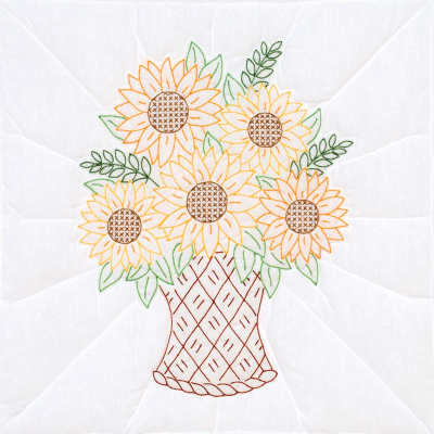 Basket of Sunflowers 18″ Quilt Blocks 18’ 732723