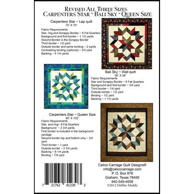 Carpenters Star and Bali Sky quilt Patterns CCQD150