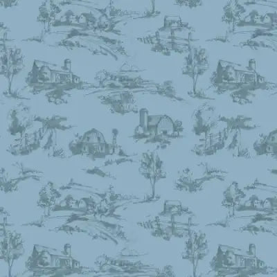 Countryside Scenery Blue Collection 45’’ Yardage C14532-BLUE