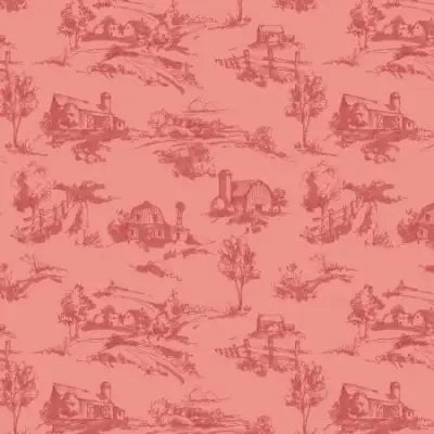 Countryside Scenery Coral 44’’ / 45’’ Width C14532-CORAL