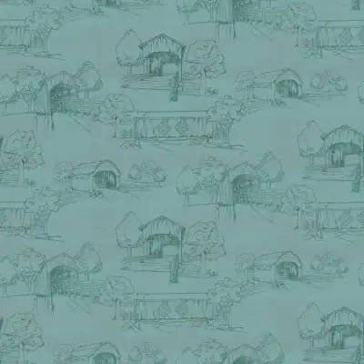 Covered Bridges in Spring Toile Aqua 412972