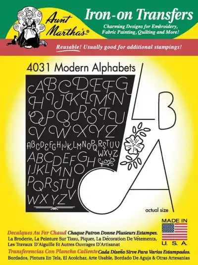 Aunt Martha’s #4031 Modern Alphabet Linen/Monograms