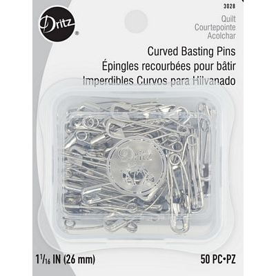 Dritz 1-1/16’ Curved Basting Pins Nickel 50 pc Safety 3028
