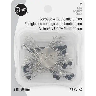 Dritz 2’’ Corsage and Boutonniere Pins Black & White 40