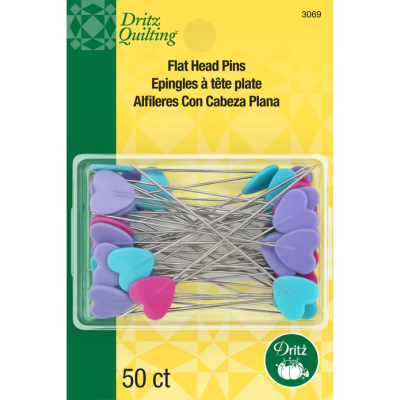Drtiz 2’ Flat Heart Head Pins Assorted 50 pc Straight 3069