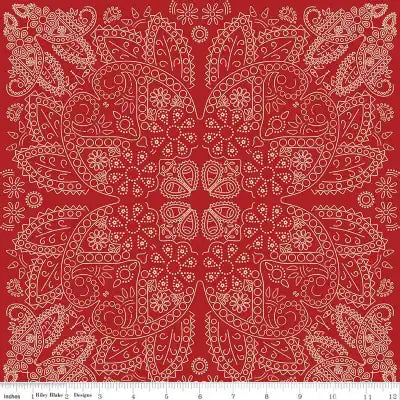 Riley Blake Designs Cowboys Bandana Barn Red 316247