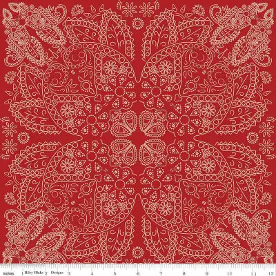 Riley Blake Designs Cowboys Bandana Barn Red 44’’