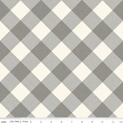 riley Blake Designs - Fleur Noire Line Plaid Cream 44’’