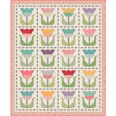 Riley Blake Designs Piece & Plenty Stitched Tulips Quilt