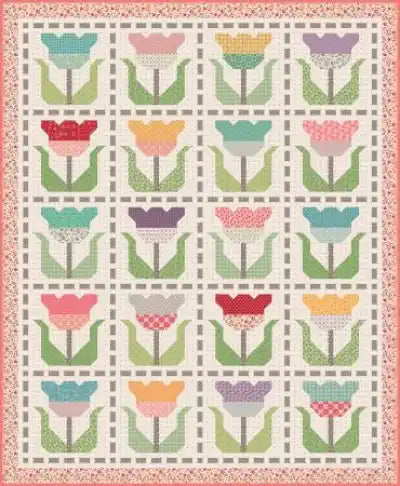 Riley Blake Designs Piece & Plenty Stitched Tulips Quilt