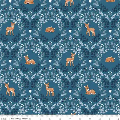 Riley Blake Designs Twilight Creatures Wild Fawns Blue